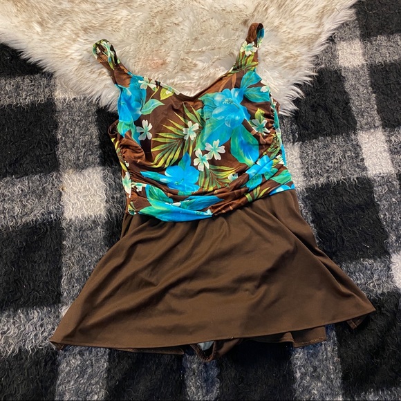 Vintage Other - 3/$15 Vintage 90s floral skirted one piece swimsuit 1X